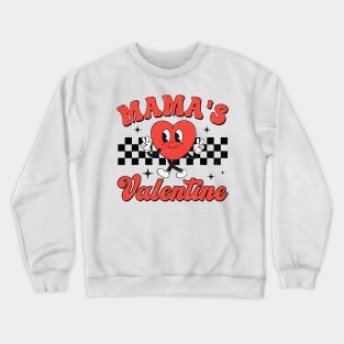 Retro Groovy Mama is My Valentine Cute Heart Boys Girls Kids Crewneck Sweatshirt